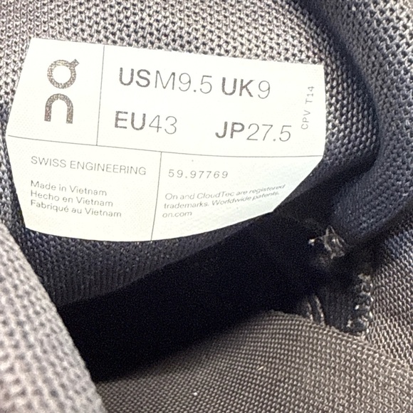 On Running Shoes - Dark Gray men’s Sz 9.5 - Picture 8 of 13